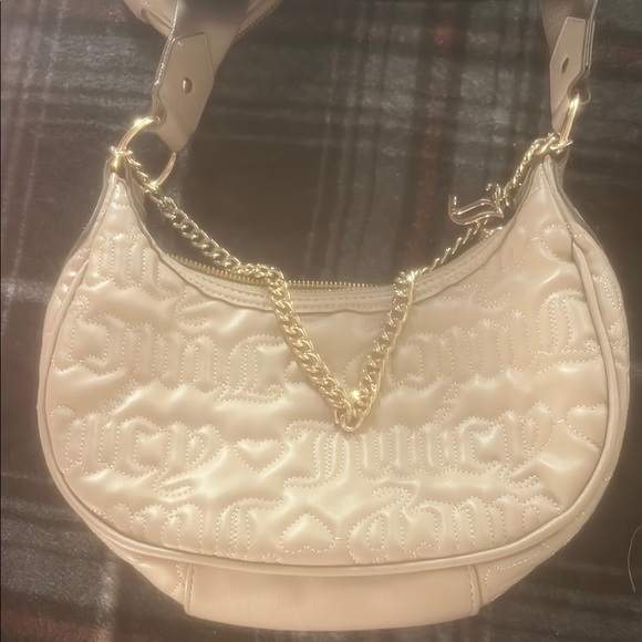 Juicy Couture Handbags - Juicy Couture Cream Quilted Crescent Shoulder Bag with Gold Chain